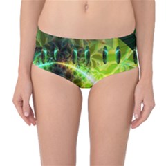 Dawn Of Time, Abstract Lime & Gold Emerge Mid-waist Bikini Bottoms by DianeClancy