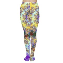 Desert Winds, Abstract Gold Purple Cactus  Women s Tights by DianeClancy