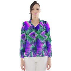 Evening Crystal Primrose, Abstract Night Flowers Wind Breaker (women) by DianeClancy