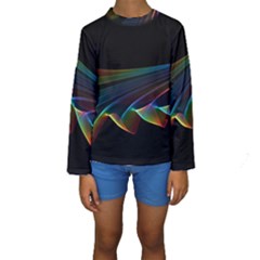  Flowing Fabric Of Rainbow Light, Abstract  Kid s Long Sleeve Swimwear by DianeClancy