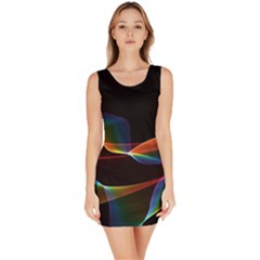 Fluted Cosmic Rafluted Cosmic Rainbow, Abstract Winds Sleeveless Bodycon Dress by DianeClancy