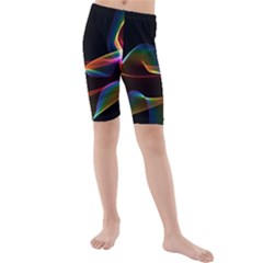 Fluted Cosmic Rafluted Cosmic Rainbow, Abstract Winds Kid s Mid Length Swim Shorts by DianeClancy