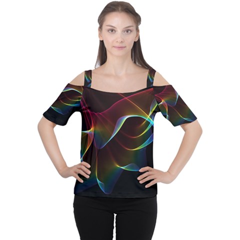 Imagine, Through The Abstract Rainbow Veil Women s Cutout Shoulder Tee by DianeClancy