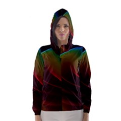 Liquid Rainbow, Abstract Wave Of Cosmic Energy  Hooded Wind Breaker (women) by DianeClancy