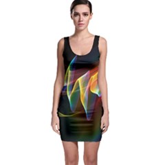 Northern Lights, Abstract Rainbow Aurora Sleeveless Bodycon Dress by DianeClancy