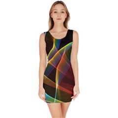 Peacock Symphony, Abstract Rainbow Music Sleeveless Bodycon Dress by DianeClancy