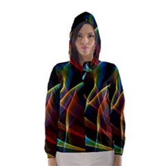 Peacock Symphony, Abstract Rainbow Music Hooded Wind Breaker (women) by DianeClancy