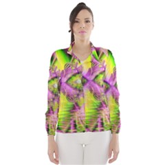 Raspberry Lime Mystical Magical Lake, Abstract  Wind Breaker (women) by DianeClancy