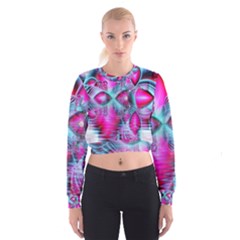 Ruby Red Crystal Palace, Abstract Jewels Women s Cropped Sweatshirt by DianeClancy