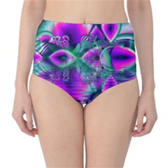  Teal Violet Crystal Palace, Abstract Cosmic Heart High-waist Bikini Bottoms by DianeClancy