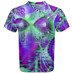 Violet Peacock Feathers, Abstract Crystal Mint Green Men s Cotton Tee by DianeClancy