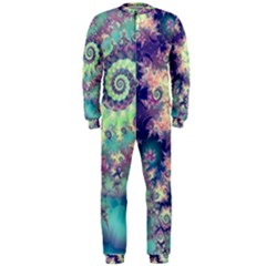 Violet Teal Sea Shells, Abstract Underwater Forest (purple Sea Horse, Abstract Ocean Waves  Onepiece Jumpsuit (men)  by DianeClancy