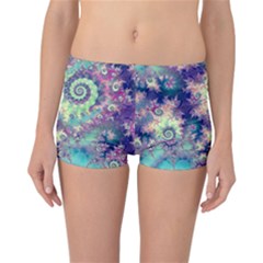 Violet Teal Sea Shells, Abstract Underwater Forest (purple Sea Horse, Abstract Ocean Waves  Reversible Boyleg Bikini Bottoms by DianeClancy