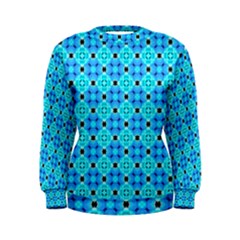 Vibrant Modern Abstract Lattice Aqua Blue Quilt Women s Sweatshirt by DianeClancy