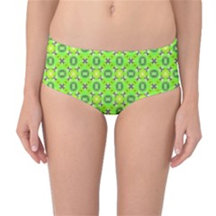 Vibrant Abstract Tropical Lime Foliage Lattice Mid-waist Bikini Bottoms by DianeClancy