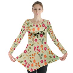 Elegant Floral Seamless Pattern Long Sleeve Tunic  by TastefulDesigns