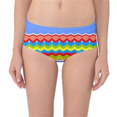 Colorful Chevrons And Waves                 Mid-waist Bikini Bottoms by LalyLauraFLM