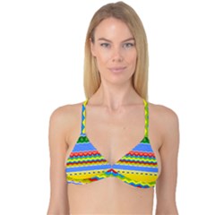 Colorful Chevrons And Waves                 Reversible Tri Bikini Top by LalyLauraFLM