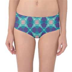 Blue Stars Pattern                  Mid-waist Bikini Bottoms by LalyLauraFLM