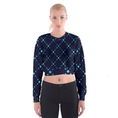 Seamless Geometric Blue Dots Pattern  Women s Cropped Sweatshirt by TastefulDesigns