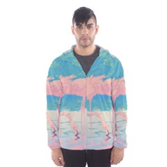 Two Pink Flamingos Pop Art Hooded Wind Breaker (men) by WaltCurleeArt