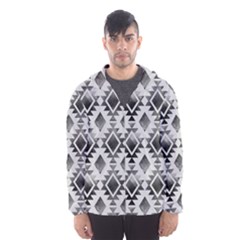 Hand Painted Black Ethnic Pattern Hooded Wind Breaker (men) by TastefulDesigns