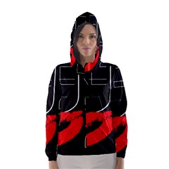 Greetings From Dubai  Red Lipstick Kiss Black Postcard Uae United Arab Emirates Hooded Wind Breaker (women) by yoursparklingshop