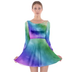 Rainbow Watercolor Long Sleeve Skater Dress by StuffOrSomething