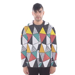 Colorful Geometric Triangles Pattern  Hooded Wind Breaker (men) by TastefulDesigns