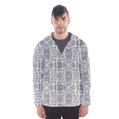 Grey White Tiles Geometric Stone Mosaic Tiles Hooded Wind Breaker (men) by yoursparklingshop