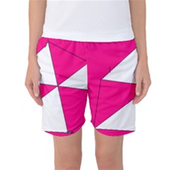 Funny Hot Pink White Geometric Triangles Kids Art Women s Basketball Shorts by yoursparklingshop