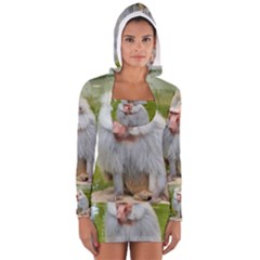 Grey Monkey  Women s Long Sleeve Hooded T-shirt by yoursparklingshop