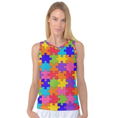 Funny Colorful Puzzle Pieces Women s Basketball Tank Top by yoursparklingshop