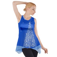 Blue White Christmas Tree Side Drop Tank Tunic by yoursparklingshop