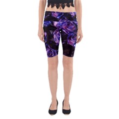 Purple Glitter Roses Valentine Love Yoga Cropped Leggings by yoursparklingshop