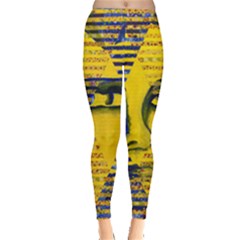 Conundrum Ii, Abstract Golden & Sapphire Goddess Leggings  by DianeClancy