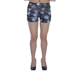 Festive Silver Metallic Abstract Art Skinny Shorts by yoursparklingshop