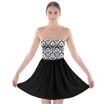 Black And White Damask Pattern Strapless Dresses