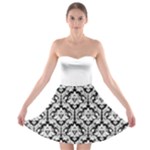 Black & White Damask Pattern Strapless Dresses
