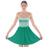 Emerald Green Damask Pattern Strapless Dresses