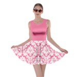 Damask Pattern Pink And White Skater Dress