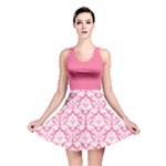 Damask Pattern Pink And White Reversible Skater Dress