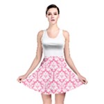 Damask Pattern Pink And White Reversible Skater Dress