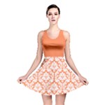 Nectarine Orange Damask Pattern Reversible Skater Dress