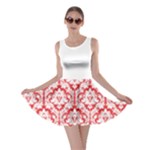 Damask Pattern Poppy Red And White Skater Dress