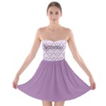 Damask Pattern Lilac And White Strapless Dresses