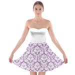 Damask Pattern Lilac And White Strapless Dresses