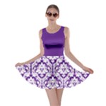 Royal Purple And White Damask Pattern Skater Dress