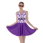 Royal Purple And White Damask Pattern Skater Dress