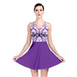 Royal Purple And White Damask Pattern Reversible Skater Dress